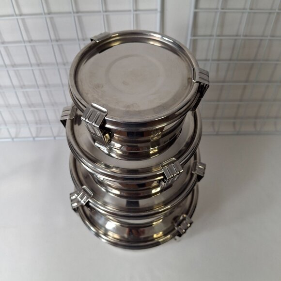 Set of 4 ONYX Stainless Steel Food Storage Containers Leak & Smell-Proof + Lids - Picture 4 of 14